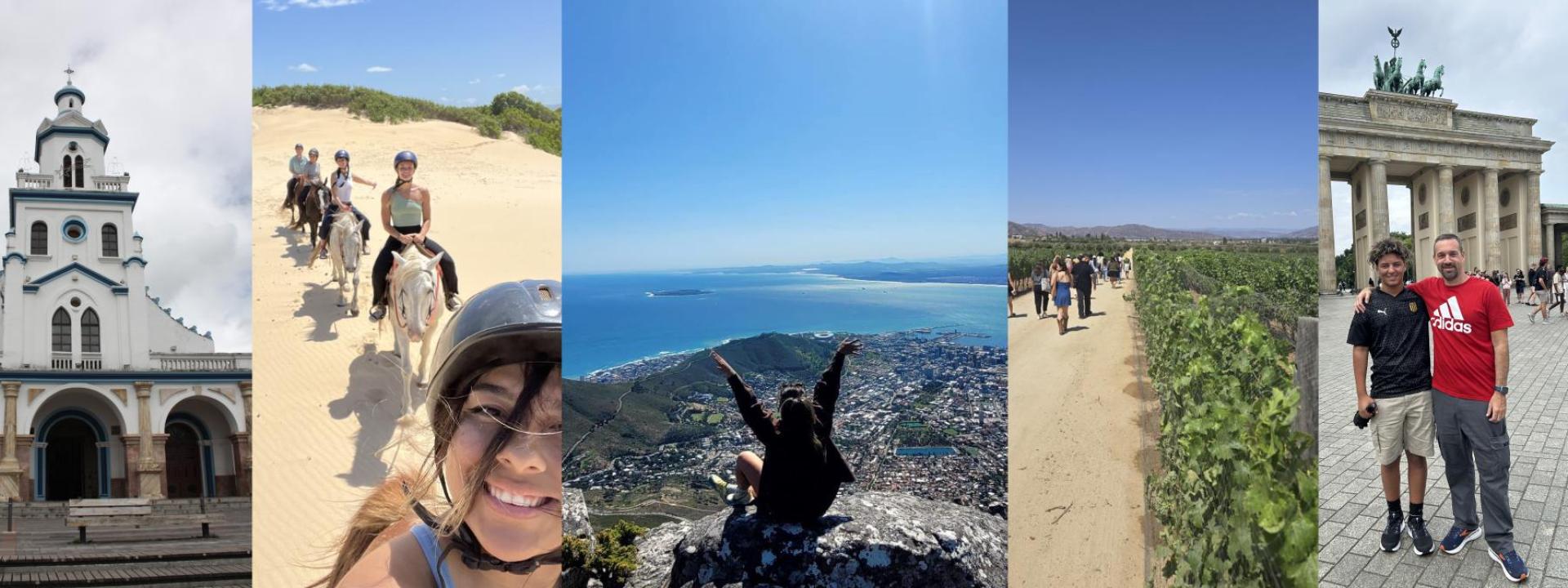 A collage of images of students studying abroad