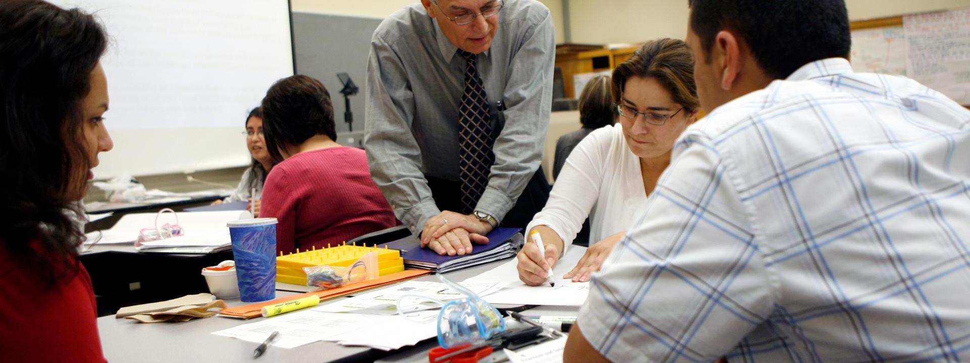 Teacher with students