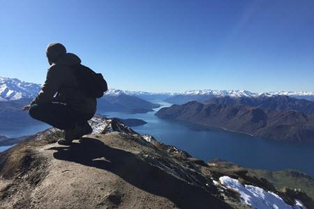 Student on a mountain