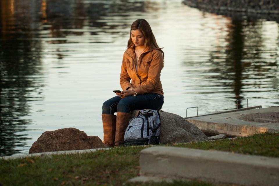 Student on phone