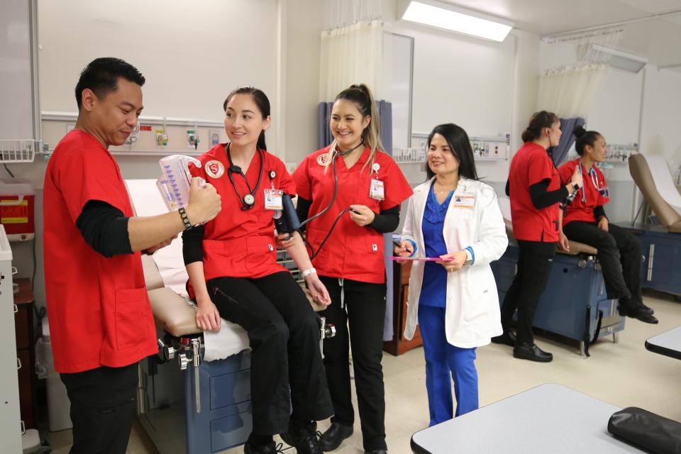 Nursing students in lab