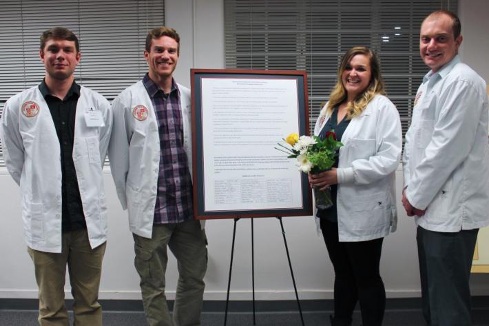 Students participating in the White Coat Ceremony